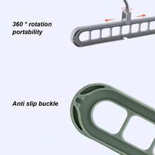 1 Multifunctional 9-Hole Hanger For Home Use / 6 Foldable And Extendable Clothes Drying Racks / 1 Set Of 9-Hole Hanger With 9 Drying Racks Combo, Rotatable Clothes Hanger, Storage Rack, Magic Hanger, Clothes Drying Racks, Portable And Ultra Space-Saving. - Grey - View 5