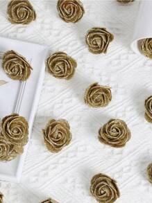 60Pcs Glitter Artificial Flowers Foam Glitter Roses Foam Rose With Stems For DIY Wedding Bridal Bouquet Home Party Christmas Decoration 4.5cm/1.77in Hair Decor Valentine'S Day Mother'S Day Gift Wedding Decor - 金色 - 查看 5