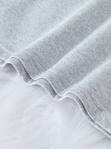 Young Girls Butterfly Checkerboard Pattern Print T-Shirt - Grey - View 5