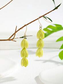 1pair Resin Frangipani Flower Drop Earrings, Hawaii Ocean Style, Vacation Accessory - Multicolor - View 17