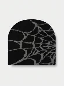 1pc Y2K Street Style Spider Web Knit Beanie Hat For Kids, Graphic Design, Suitable For Outdoor Activities In Autumn And Winter For Warmth