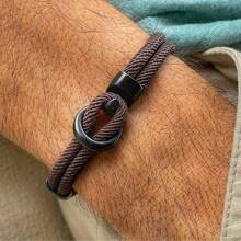 1pc Minimalist Handmade Milan Rope Bracelet For Men With Braided Design And Clasp, Suitable For Daily And Summer Wear - A - View 4