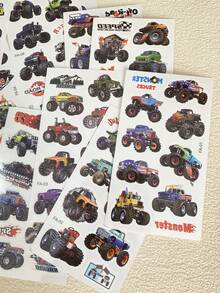 10 Hojas Pegatinas de tatuajes con patrón de coches de carreras para la mano, Tatuajes temporales impermeables de larga duración con diseño de vehículos falsos para el brazo o Body en fiestas - Multicolor - Ver 6