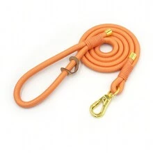 Pet Fashionable Personalized Gold Color Zinc Alloy Clasp Heavy Duty Handmade Nylon Leash For Dogs, Polyester Rope Durable Strong Dog Lead, Suitable For Large & Medium Pets, Collar And Training Accessories