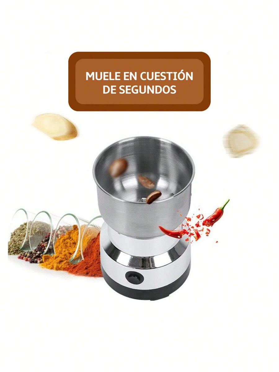 MOLINILLO AUTOMÁTICO. MOLEDOR DE ESPECIAS, SEMILLAS, GRANOS, PRODUCTOS SECOS. PULVERIZA TODO EN CUESTIÓN DE SEGUNDOS. - Plateado - Ver 1