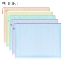 BUNKI 5pcs/Set Colorful A4 Zipper File Folders, Minimalist Multi-Purpose Transparent Stationery Bags For Students, Back To School - Multicolor - View 8