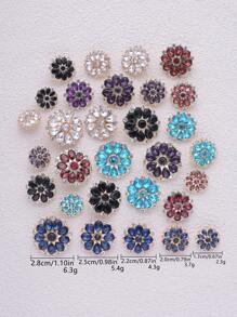 件/套 20 毫米圓形花朵水鑽玻璃紐扣，適用於 Diy 珠寶製作、服裝裝飾 - 彩色 - 查看 3