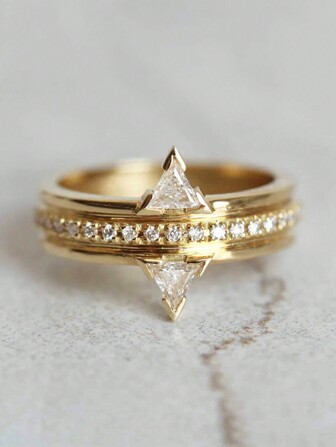 1 件时尚方晶锆石戒指，适合女士，情人节礼物，结婚周年派对珠宝，妈妈，母亲，母亲节，礼物