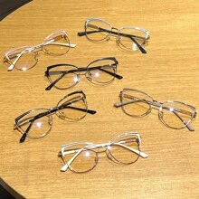 1 件女士时尚平光镜片眼镜 2024 新款复古简约精致轻奢猫眼眼镜带金属铰链，适合驾驶、日常佩戴、派对、海滩度假和装饰，用途广泛 - 無色 - 查看 8