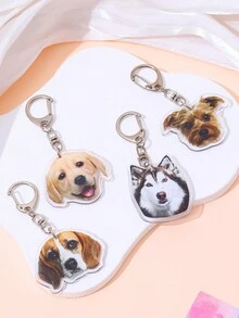 1 件可爱卡通印花狗钥匙扣，亚克力趣味狗图案装饰钥匙扣吊坠，钱包、书包、背包和挎包装饰钥匙扣饰物，送给朋友的礼物，宠物狗牌 - 彩色 - 查看 1