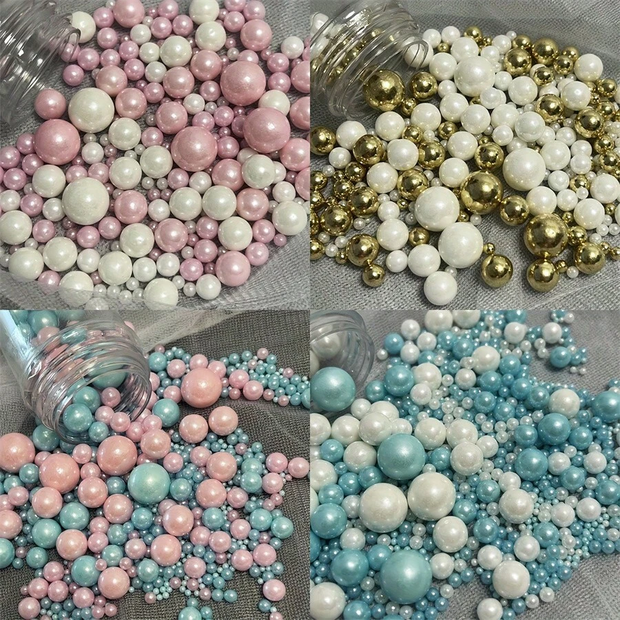 85g 什锦珍珠蛋糕装饰 - 不可食用纸杯蛋糕装饰物，适用于庆祝、婚礼、送礼会、派对、圣诞节 - 无需电力，无羽毛烘焙用品 - 彩色 - 查看 1