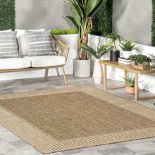 NuLOOM Asha Simple Border Indoor/Outdoor Area Rug For Bedroom, Dining Room, Living Room, Hallway, Office, Kitchen, Entryway - 卡其色 - 查看 1