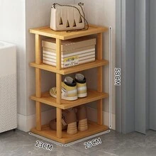 1pc Simple & Sturdy Bamboo Shoe Rack, Multi-Tier Shoe Shelf For Home Entryway, Indoor Use - Ginger - View 3