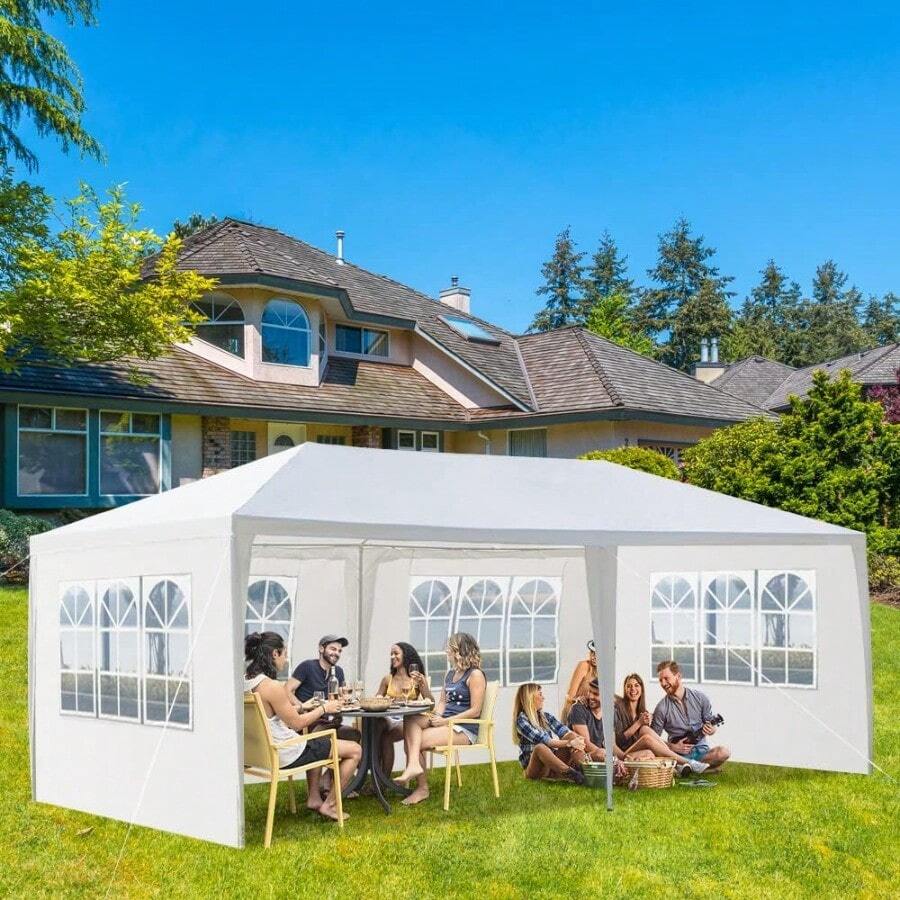 10'X20' Outdoor Party Tent With 4 Removable Sidewalls, Waterproof Canopy Patio Wedding Gazebo, White - 1 - 查看 1