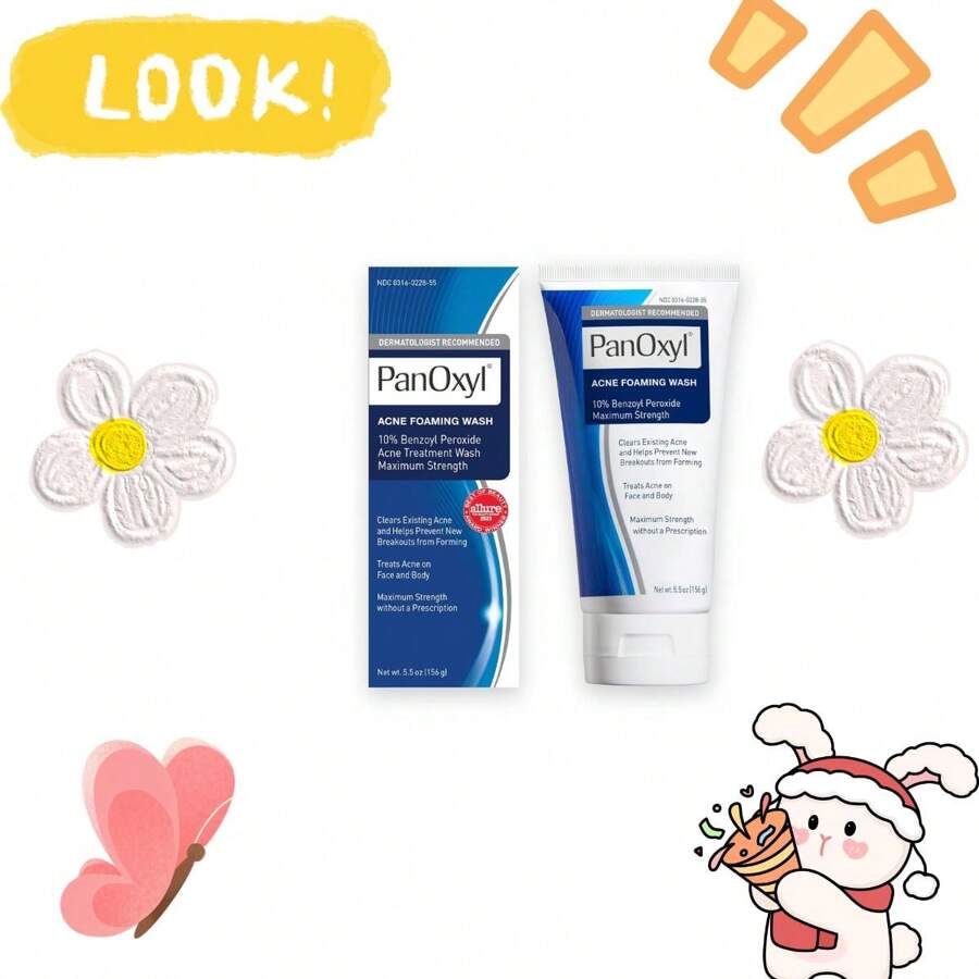 PanOxyl Acne Foaming Wash Benzoyl Peroxide 10% Maximum Strength Antimicrobial, 5.5 Oz - Blue and White - View 1