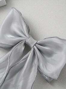 Fairy White Mesh Ribbon Bow Hair Clip For Girl, Oversized Hairpin Decoration For The Back Of The Head - Grey - View 3