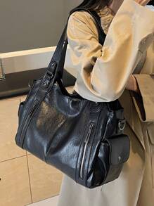 Borsa a spalla da donna di grandi dimensioni, tinta unita, borsa da donna di , di grande capacità, borsa a mano, borsa a tracolla personalizzata, adatta per uso quotidiano e università, adatta per uscire, fare shopping, regali, viaggi, pendolarismo, borse a tracolla per signore