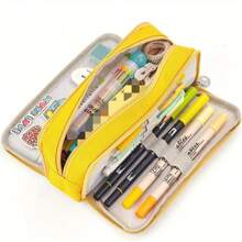 1 pieza Estuche de lápices y bolígrafos duradero con gran capacidad - Bolsa minimalista de papelería para la oficina, la escuela y los viajes - Organizador portátil con asa