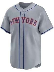 Customized Name And Number Boyfriend Style Men's Embroidery Baseball Jersey New York Grey V-Neck Personalized Short Sleeve Button Down Shirts Party Games Training Sports Tops S-Xxl - Grey - View 2