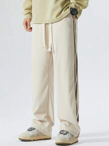 Hombres Pantalones con cinta lateral en contraste de cintura con cordón