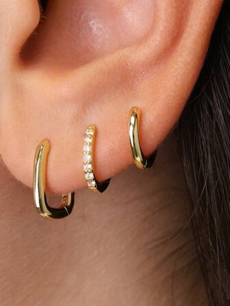 6pcs Simple Copper Cubic Zirconia Earrings Set For Women, Ideal For Holiday & Dating, Daily Wear, Gift