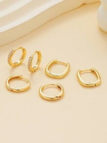 Conjunto de 6 piezas de pendientes simples de circonia cúbica de cobre para mujeres, ideal para vacaciones y citas, uso diario, regalo