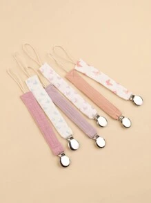 4pcs/Pack Random Baby Pacifier Leashes, Fashion Prevent-Fall Pacifier Clips & Stainless Steel Pacifier Clips, Suitable For Daily Use