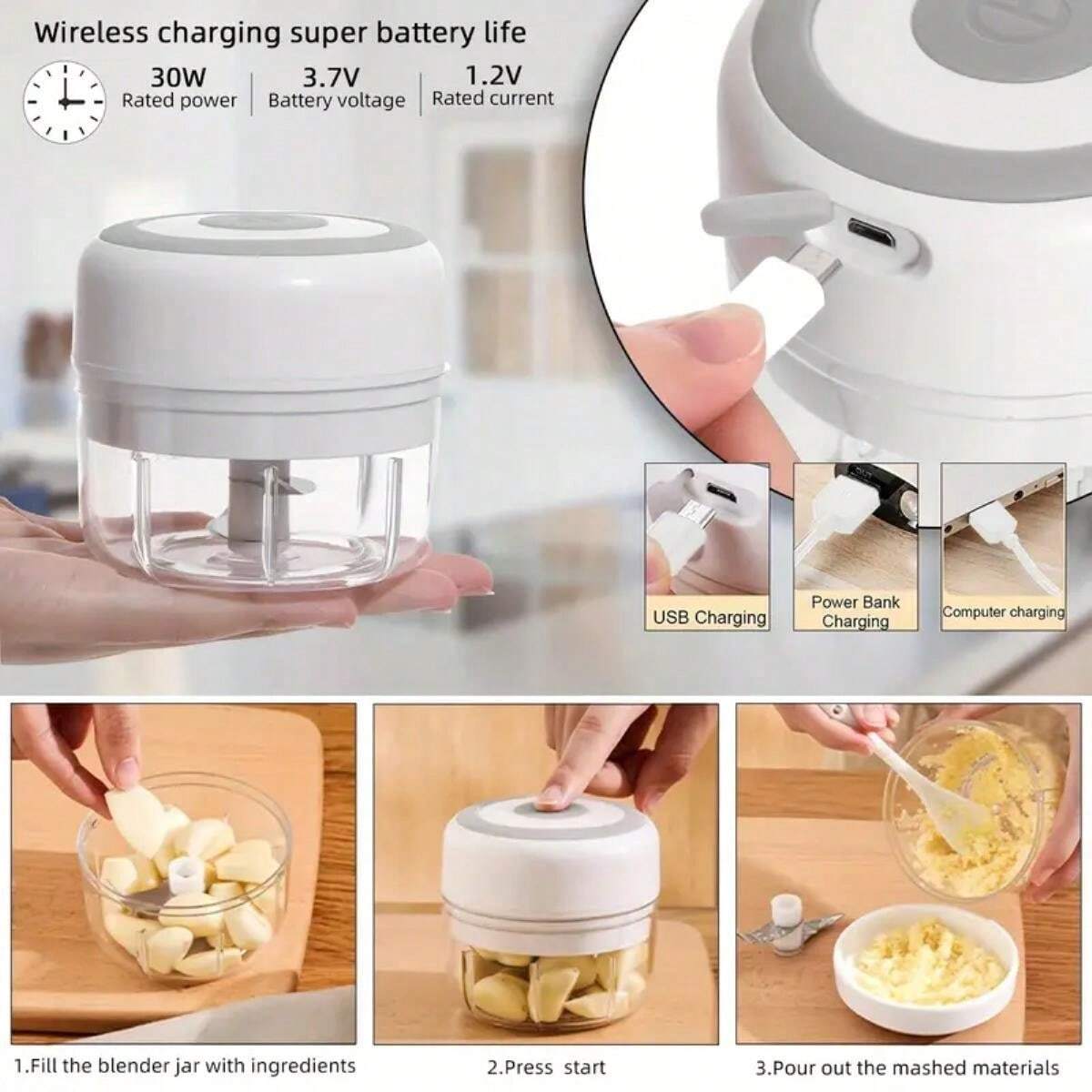 250ml USB Electric Mini Garlic Chopper Powerful Meat Grinder And Vegetable Crusher Durable