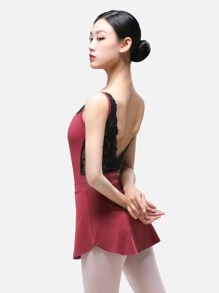 DonsGirl 1pc Women's Butt-Lifting Arc-Hem Ballet Skirt - 酒紅色 - 查看 5
