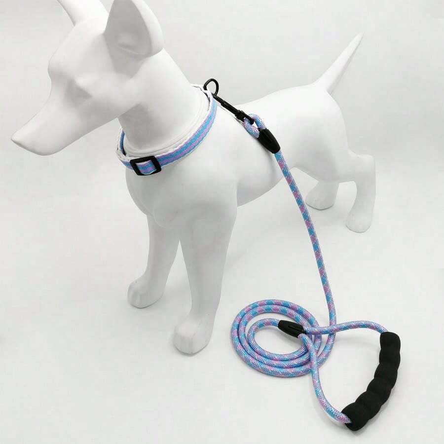 Pet Supplies Round Rope Leash Set With Adjustable Collar, Anti