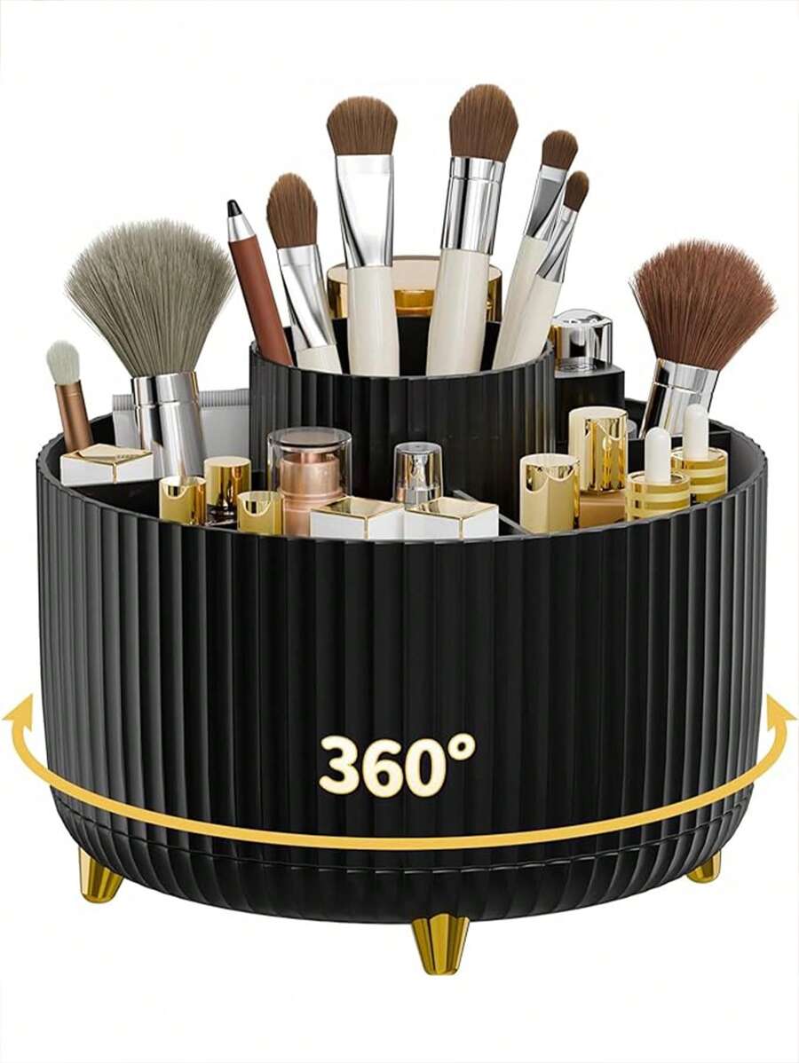 1pc 360° Rotating Makeup Brush Holder Organizer, Cosmetic Storage