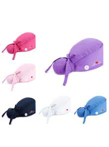 1pc Heart Shape Embroidery Nurse Hat For Women With Buttons Beauty Salon Pharmacy Caps Surgicals Cap Operating Room - Multicolor - View 6