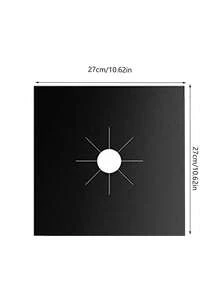 8pcs Black Gas Stove Oil-Proof And Washable Protector Pad, Burner Protection Mat, Stain And Heat Resistant, Made Of PTFE Material, Suitable For Household Gas Stove. - Multicolor - View 2