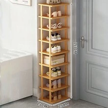 1pc Simple & Sturdy Bamboo Shoe Rack, Multi-Tier Shoe Shelf For Home Entryway, Indoor Use - Ginger - View 5