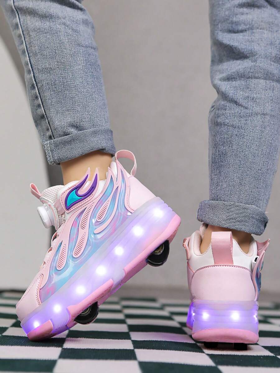Children's Roller Skates With LED Lights, Wheeled Skate Shoes For Boys