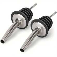 2 件不锈钢倒油器，适用于餐厅、咖啡店和酒吧的倒油嘴，用于控制橄榄油的倒出量