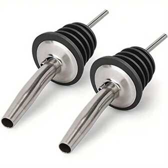 2pcs Stainless Steel Bottle Pourers, Pour Spouts For Restaurant, Coffee Shop And Bar, Used To Control The Pouring Of Olive Oil