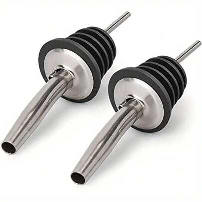 2pcs Stainless Steel Bottle Pourers, Pour Spouts For Restaurant, Coffee Shop And Bar, Used To Control The Pouring Of Olive Oil