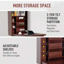 Wall Mount Desk Cabinet-Mahogany