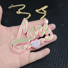 Customized Acrylic Name Pendant Necklace, Cute Colorful  Chain For Women And Girls - Gold - View 8