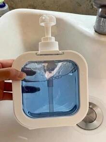 1入可裝入化妝品、肥皂液、沐浴乳的浴室補充液泵式容器，附塑膠泵噴瓶，便攜式旅行洗髮護理立架，容量300/500毫升 - 白色 - 查看 9