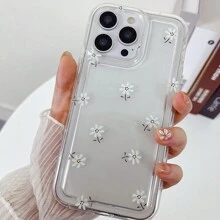 时尚雏菊图案手机壳适用于 iPhone 16/15/14/13/12/11/Pro/Max,气囊透明防震保护套 - 彩色 - 查看 5