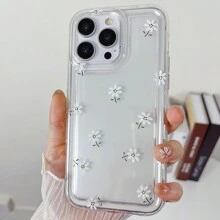 时尚雏菊图案手机壳适用于 iPhone 16/15/14/13/12/11/Pro/Max,气囊透明防震保护套 - 彩色 - 查看 4