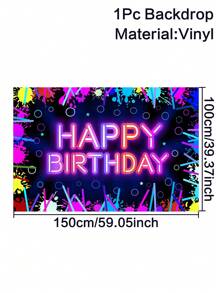 1入組100 * 150cm萬花千縷生日派對主題生日乙烯基旗幟，背景布完美裝飾生日派對，發光主題生日成年禮儀派對室內牆壁裝飾，戶外派對圍欄裝飾，生日禮品掛毯，派對照片道具背景 - 彩色 - 查看 11