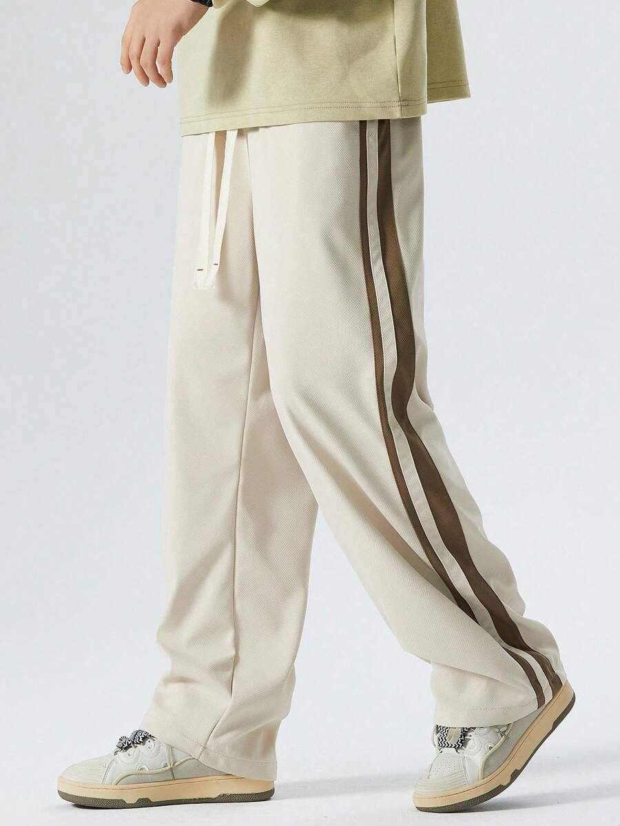 Hombres Pantalones con cinta lateral en contraste de cintura con cordón