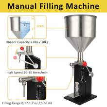 Adjustable Bottle Filling Machine, A03 Pro Manual Paste Liquid Filling Machine With 10L Transparent, Bottle Filler For Milk Water Essential Oil Shampoo Cosmetic Honey-5-50ML