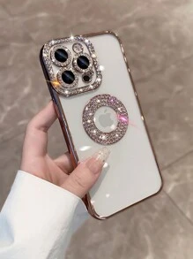 1 Peça Capa De Telefone Transparente Decoração Com Pedras Strass, Compatível Com Iphone 16/16Pro/16Plus/16ProMax