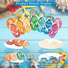 1pc, Creative Summer Slippers Hanging Sign Ice Welcome Sign - Welcome Hello Flip Flop Wooden Door Decor For Home, Party, And Scene Decoration - Multicolor - View 5