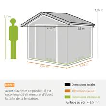 Outsunny Abri de Jardin 2,5 m² - Remise pour Outils avec Fondation - cabanon Porte verrouillable - dim. 213L x 130l x 185H cm - tôle d'acier Vert - Vert - Voir 3