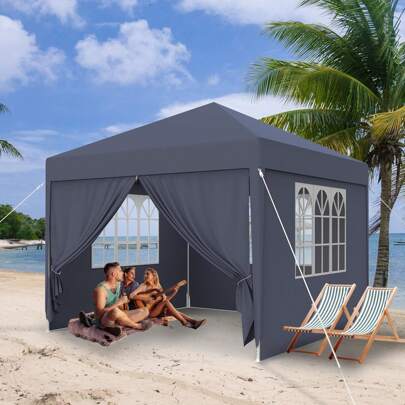 LILIIN Gazebo, Anthracite/White, 3x3m/3X6m/3X9m, Party Tent Garden Gazebo With Side Walls, Camping Festival Gazebo For Garden Party Wedding Picnic Market